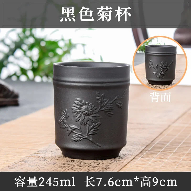 Yixing Purple Sand Plum Orchid Bamboo Chrysanthemum Tea Cup Red Mud Tea Cup Large Handmade Raw Mineral Tea Cup Single Cup