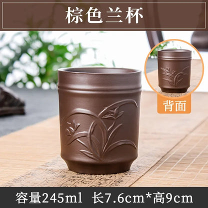 Yixing Purple Sand Plum Orchid Bamboo Chrysanthemum Tea Cup Red Mud Tea Cup Large Handmade Raw Mineral Tea Cup Single Cup