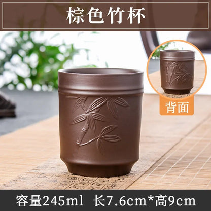 Yixing Purple Sand Plum Orchid Bamboo Chrysanthemum Tea Cup Red Mud Tea Cup Large Handmade Raw Mineral Tea Cup Single Cup