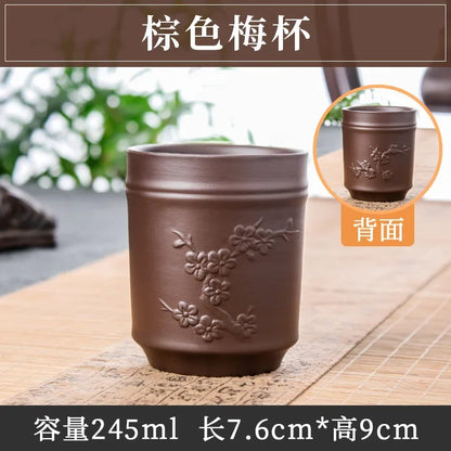 Yixing Purple Sand Plum Orchid Bamboo Chrysanthemum Tea Cup Red Mud Tea Cup Large Handmade Raw Mineral Tea Cup Single Cup
