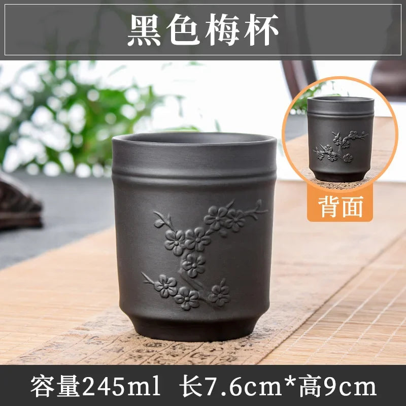 Yixing Purple Sand Plum Orchid Bamboo Chrysanthemum Tea Cup Red Mud Tea Cup Large Handmade Raw Mineral Tea Cup Single Cup