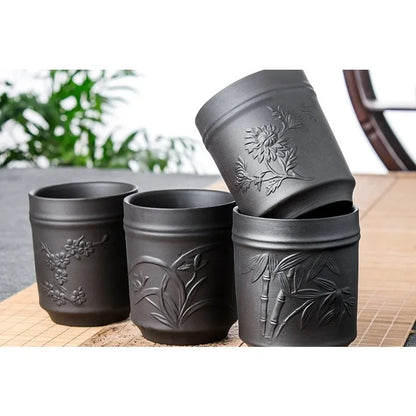 Yixing Purple Sand Plum Orchid Bamboo Chrysanthemum Tea Cup Red Mud Tea Cup Large Handmade Raw Mineral Tea Cup Single Cup