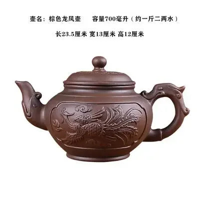 Yixing Purple Sand Pot, Large Capacity Bubble Teapot, Handmade Ceramic Single Pot, Household Flower Teapot, Tea Cup Set