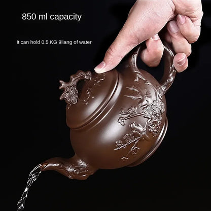 Yixing Purple Sand Pot, Large Capacity Bubble Teapot, Handmade Ceramic Single Pot, Household Flower Teapot, Tea Cup Set