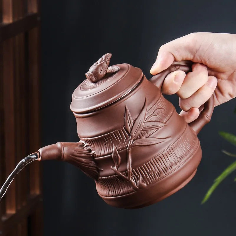 Yixing-Purple Sand Pot with Stainless Steel Filter, Tea Pot, Red Mud Kung Fu Tea Set, Large Capacity, Spring, 650ml
