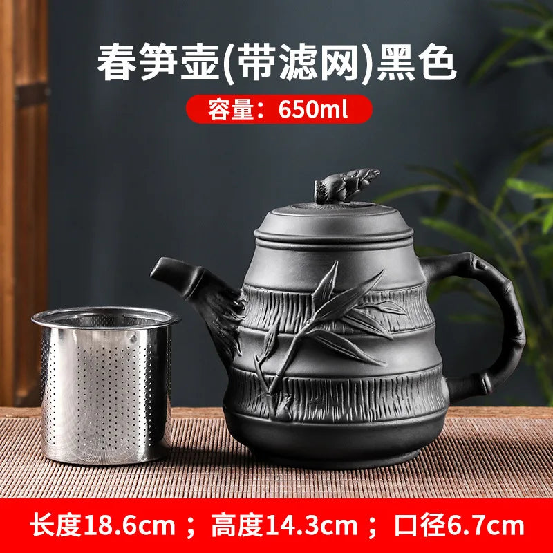 Yixing-Purple Sand Pot with Stainless Steel Filter, Tea Pot, Red Mud Kung Fu Tea Set, Large Capacity, Spring, 650ml