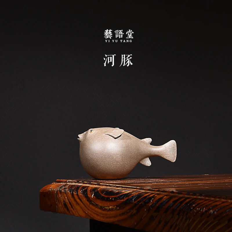 Yixing Purple Sand Puffer Tea Ornaments Cartoon Creative Cute Boutique Supportable Tea Tray Ornament Accessories Handmade