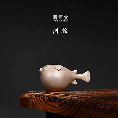 Yixing Purple Sand Puffer Tea Ornaments Cartoon Creative Cute Boutique Supportable Tea Tray Ornament Accessories Handmade