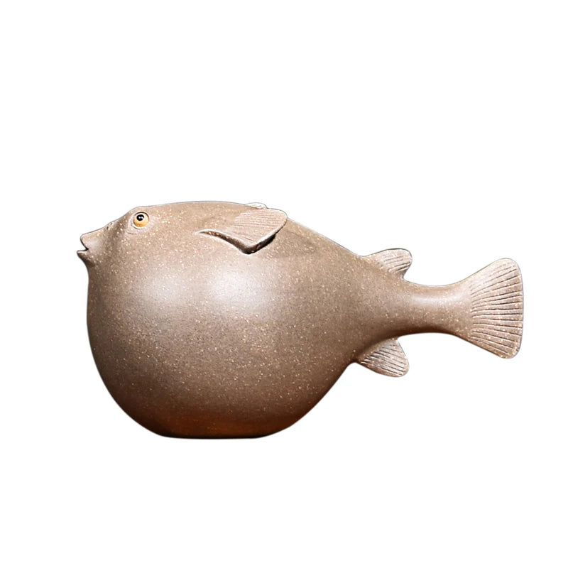 Yixing Purple Sand Puffer Tea Ornaments Cartoon Creative Cute Boutique Supportable Tea Tray Ornament Accessories Handmade