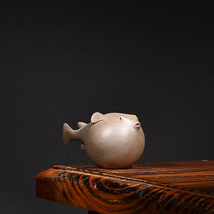 Yixing Purple Sand Puffer Tea Ornaments Cartoon Creative Cute Boutique Supportable Tea Tray Ornament Accessories Handmade