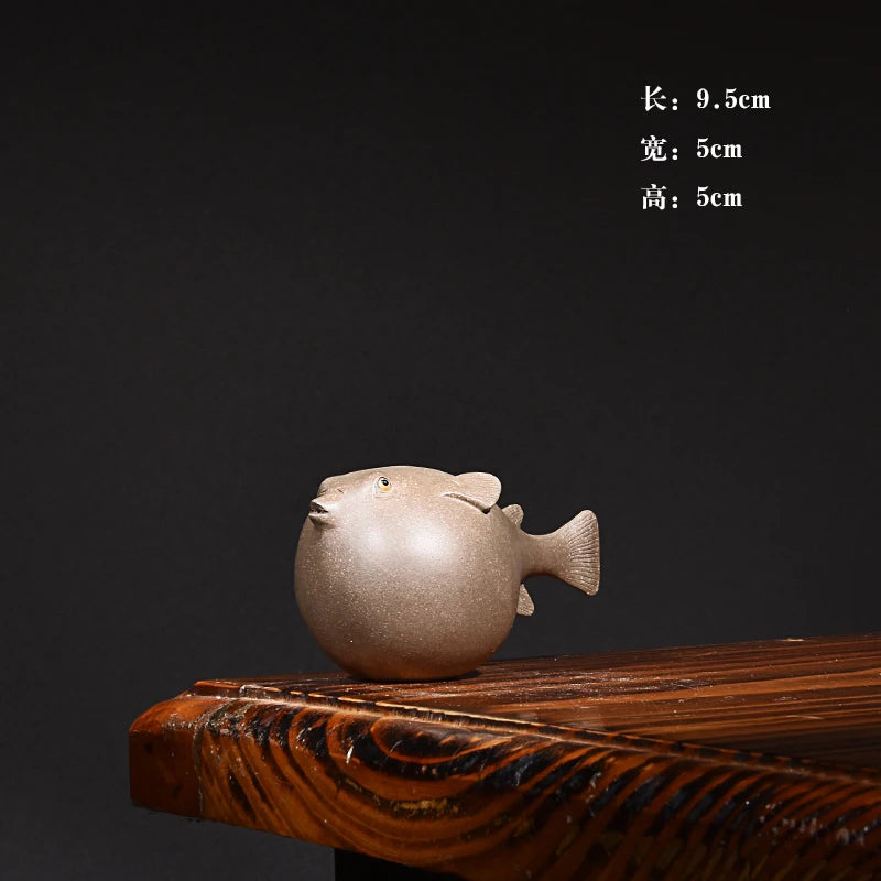 Yixing Purple Sand Puffer Tea Ornaments Cartoon Creative Cute Boutique Supportable Tea Tray Ornament Accessories Handmade
