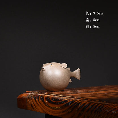 Yixing Purple Sand Puffer Tea Ornaments Cartoon Creative Cute Boutique Supportable Tea Tray Ornament Accessories Handmade