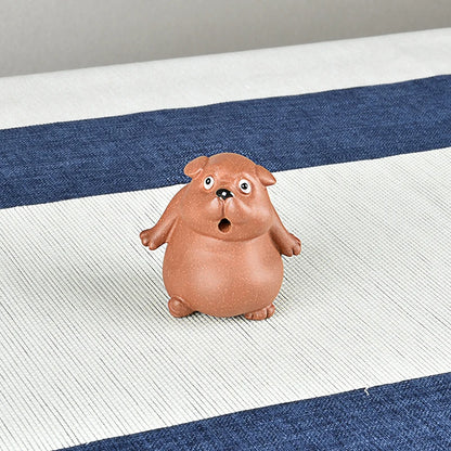 Yixing Purple Sand Puppy Fine Tea Pet Supportable Cute Chinese Zodiac Dog Fortune Tea Set Accessories and Decorations Staring at