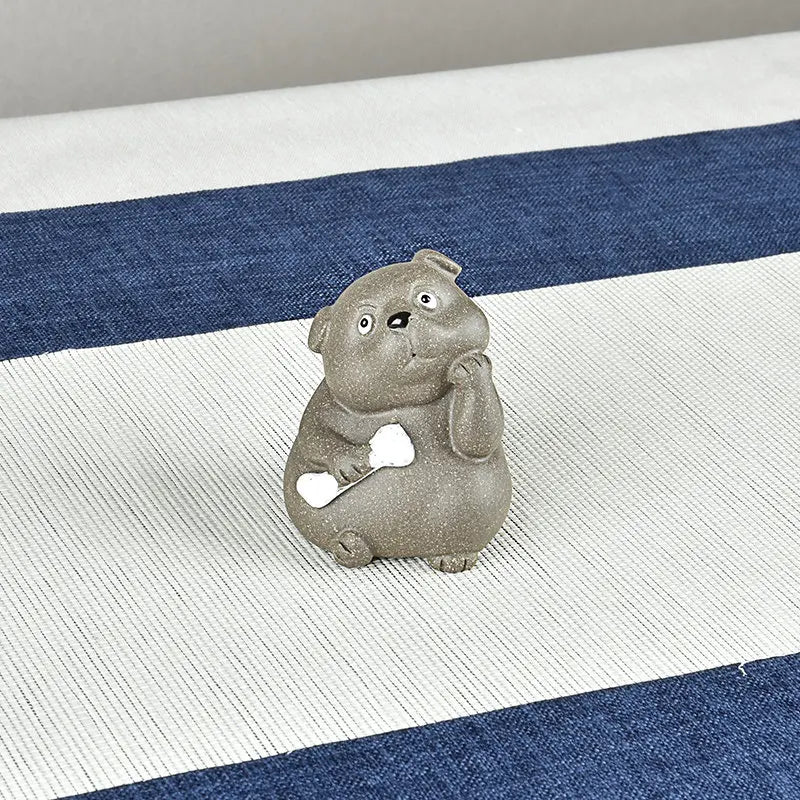 Yixing Purple Sand Puppy Fine Tea Pet Supportable Cute Chinese Zodiac Dog Fortune Tea Set Accessories and Decorations Staring at