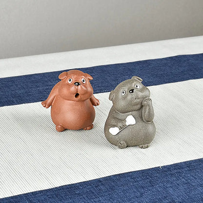 Yixing Purple Sand Puppy Fine Tea Pet Supportable Cute Chinese Zodiac Dog Fortune Tea Set Accessories and Decorations Staring at