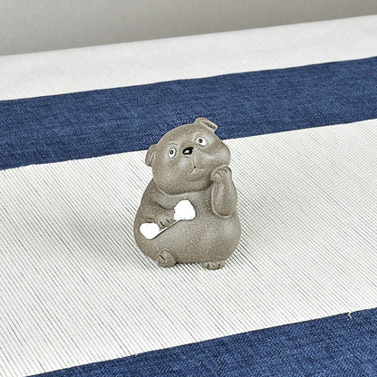 Yixing Purple Sand Puppy Fine Tea Pet Supportable Cute Chinese Zodiac Dog Fortune Tea Set Accessories and Decorations Staring at