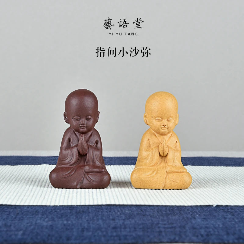 Yixing Purple Sand Raw Ore Handmade Tea Tray Tea Table Accessories and Decorations Boutique Samanera Little Monk Tea Pet Support