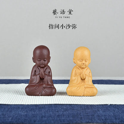 Yixing Purple Sand Raw Ore Handmade Tea Tray Tea Table Accessories and Decorations Boutique Samanera Little Monk Tea Pet Support