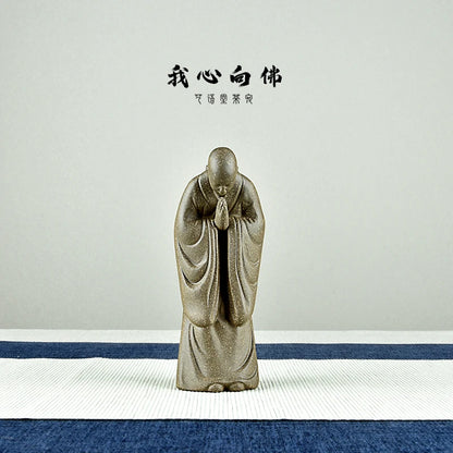 Yixing Purple Sand Samanera Fine Tea Pet Raw Ore Handmade Supportable New Chinese Zen Tea Tray Tea Ceremony Decoration Tea Room