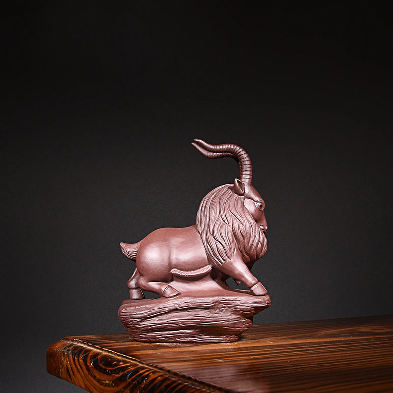 Yixing Purple Sand Sheep Tea Ornaments Decoration Sculpture Boutique Supportable Leader Chinese Zodiac Sign of Sheep Tea Tray Ut