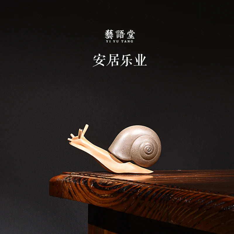 Yixing Purple Sand Snail Tea Ornaments Live and Work in Peace Fine Ornaments Supportable Raw Ore Handmade Creative Tea Tray