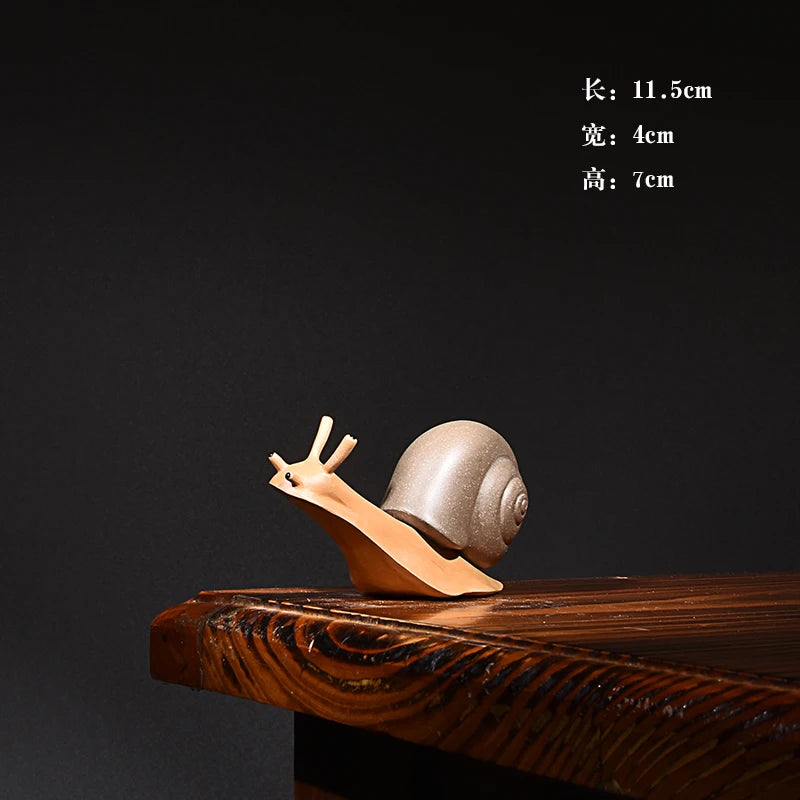 Yixing Purple Sand Snail Tea Ornaments Live and Work in Peace Fine Ornaments Supportable Raw Ore Handmade Creative Tea Tray