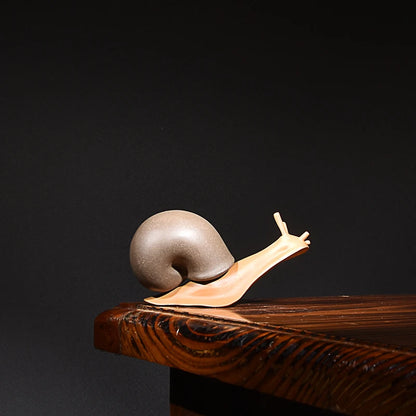 Yixing Purple Sand Snail Tea Ornaments Live and Work in Peace Fine Ornaments Supportable Raw Ore Handmade Creative Tea Tray