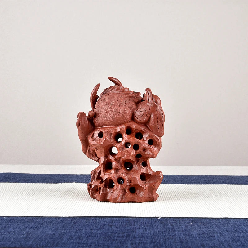 Yixing Purple Sand Taihu Lake Stone Golden Toad Fine Tea Carve Famous Li Changtao Raw Ore Handmade Supportable Tea Tray Decorati