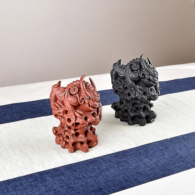 Yixing Purple Sand Taihu Lake Stone Golden Toad Fine Tea Carve Famous Li Changtao Raw Ore Handmade Supportable Tea Tray Decorati