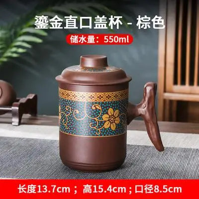 Yixing Purple Sand Tea Cup with Lid, Filter Inner Liner, Health Tea Making Cup, Pure Red Clay, Office Manual Cup, Kungfu Tea Set