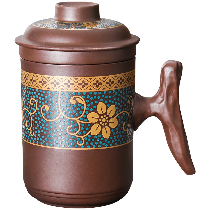 Yixing Purple Sand Tea Cup with Lid, Filter Inner Liner, Health Tea Making Cup, Pure Red Clay, Office Manual Cup, Kungfu Tea Set