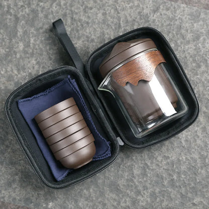 Yixing Purple Sand Tea Set Anti-scalding Ceramic Chinese Teacup Set Portable Travel Teaware Kung Fu Tea Cup 1 Pot 6 Cups Gaiwan