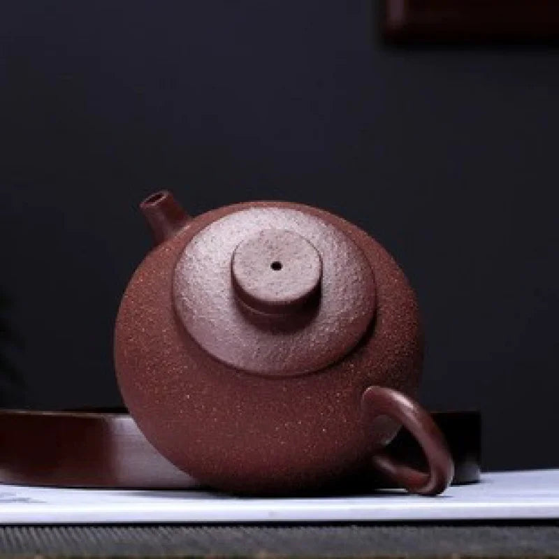Yixing Purple Sand Tea Set Wholesale Raw Ore Coarse Sand Purple Clay Giant Wheel Bead Teapot New One Piece Dropshipping Goods