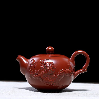 Yixing Purple Sand Tea Teapot Set Raw Ore Dahongpao Tea Handmade Three-Dimensional Small Dragon and Phoenix Purple Clay Pot Fact