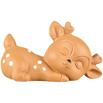 Yixing Purple Sand Tea Tray Ornament Small Size Tea Ornaments Tea Ceremony Utensils Handmade Supportable Sika Deer Tea Set Decor