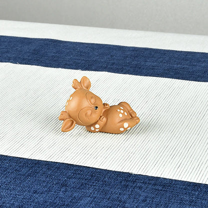 Yixing Purple Sand Tea Tray Ornament Small Size Tea Ornaments Tea Ceremony Utensils Handmade Supportable Sika Deer Tea Set Decor
