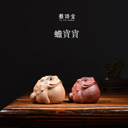 Yixing Purple Sand Three Feet Golden Toad Lucky Toad Baby Segment Mud Dahongpao Tea Supportable Handmade Tea Table Small Ornamen