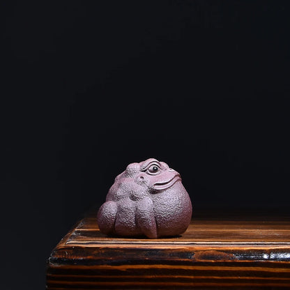 Yixing Purple Sand Three Feet Golden Toad Lucky Toad Baby Segment Mud Dahongpao Tea Supportable Handmade Tea Table Small Ornamen