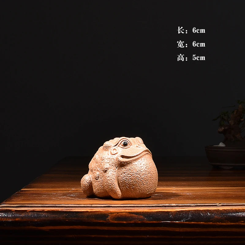 Yixing Purple Sand Three Feet Golden Toad Lucky Toad Baby Segment Mud Dahongpao Tea Supportable Handmade Tea Table Small Ornamen