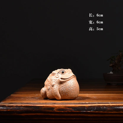 Yixing Purple Sand Three Feet Golden Toad Lucky Toad Baby Segment Mud Dahongpao Tea Supportable Handmade Tea Table Small Ornamen