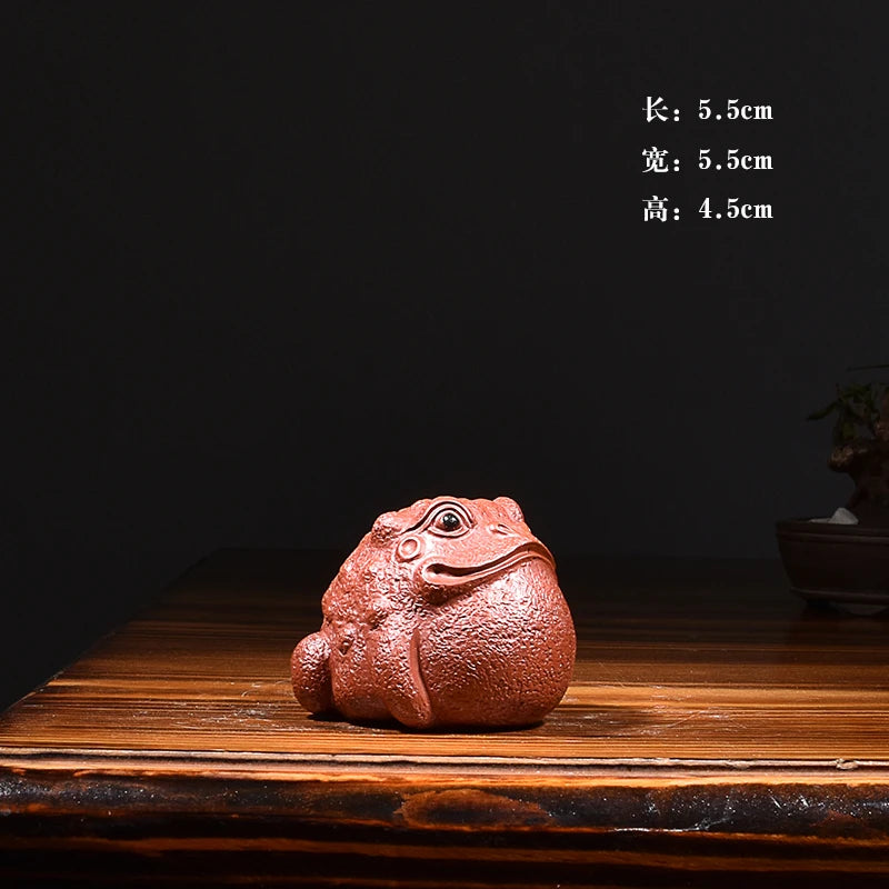Yixing Purple Sand Three Feet Golden Toad Lucky Toad Baby Segment Mud Dahongpao Tea Supportable Handmade Tea Table Small Ornamen