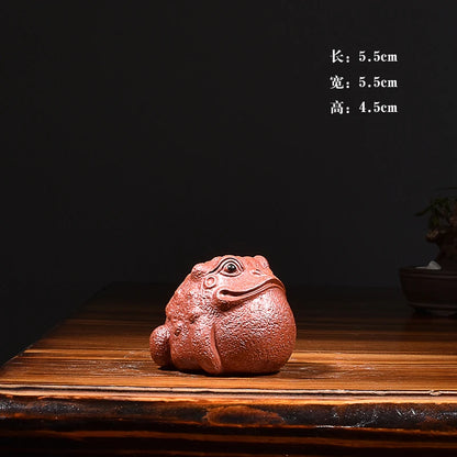 Yixing Purple Sand Three Feet Golden Toad Lucky Toad Baby Segment Mud Dahongpao Tea Supportable Handmade Tea Table Small Ornamen