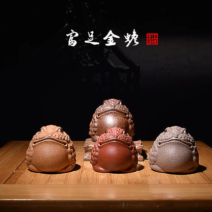 Yixing Purple Sand Three Feet Golden Toad Tea Ornaments Supportable Tea Set Decoration Tea Ceremony Tea Funny Toad Lucky Handmad
