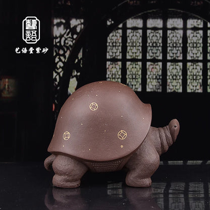 Yixing Purple Sand Turtle Large General Turtle Handmade Boutique Tea Ornaments Decoration Tea Set Accessories Literati Elegant P