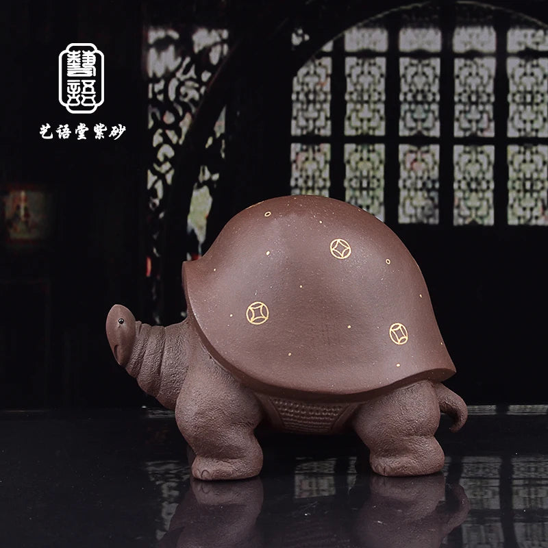 Yixing Purple Sand Turtle Large General Turtle Handmade Boutique Tea Ornaments Decoration Tea Set Accessories Literati Elegant P
