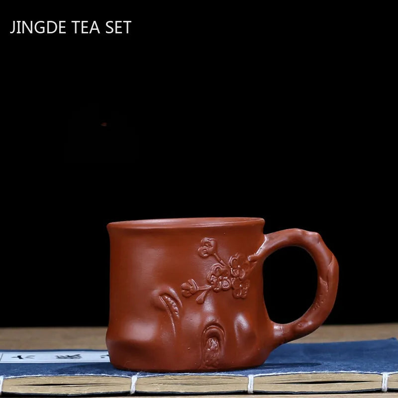 Yixing Purple Sand with Handle Teacup Handmade Dragon Pattern Master Cup Office Portable Tea Cup Tea Maker Personal Single Cups