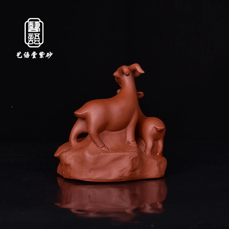 Yixing Purplue Sand Tea Pet Boutique Handmade Creative Decoration Tea Ceremony Chinese Zodiac Sign of Sheep Three Rams Bring Bli