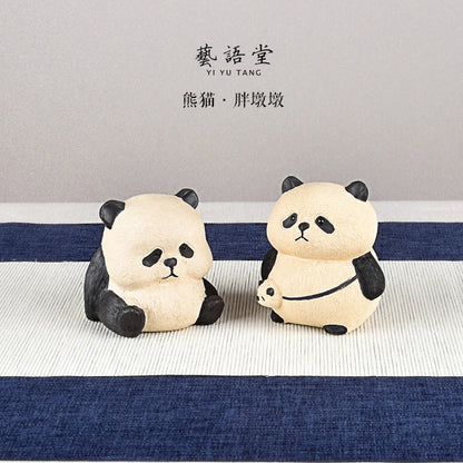Yixing Purplue Sand Tea Pet Boutique Supportable Panda Tea Set Zen Ornament Raw Ore Pure Handmade Creative Tea Tray Accessories