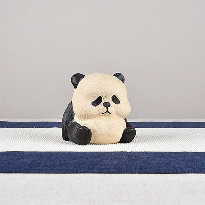 Yixing Purplue Sand Tea Pet Boutique Supportable Panda Tea Set Zen Ornament Raw Ore Pure Handmade Creative Tea Tray Accessories