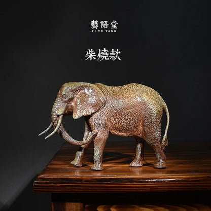 Yixing Purplue Sand Tea Pet Decoration Boutique Replica Elephant Auspicious Patterns Sculpture Tea Pet Ornaments Large Firewood